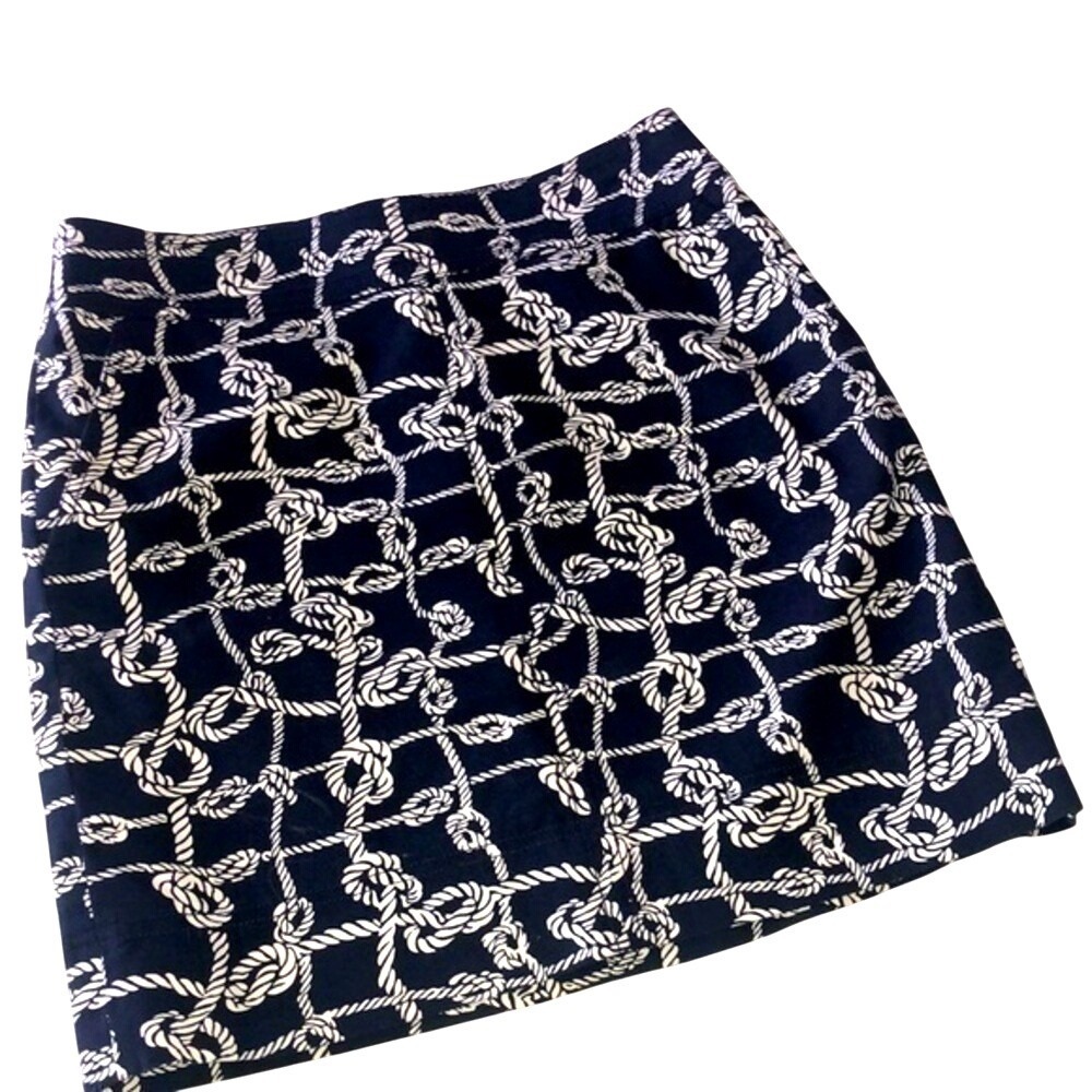 Talbots Nautical Rope Print Navy White Mini Skirt 4
